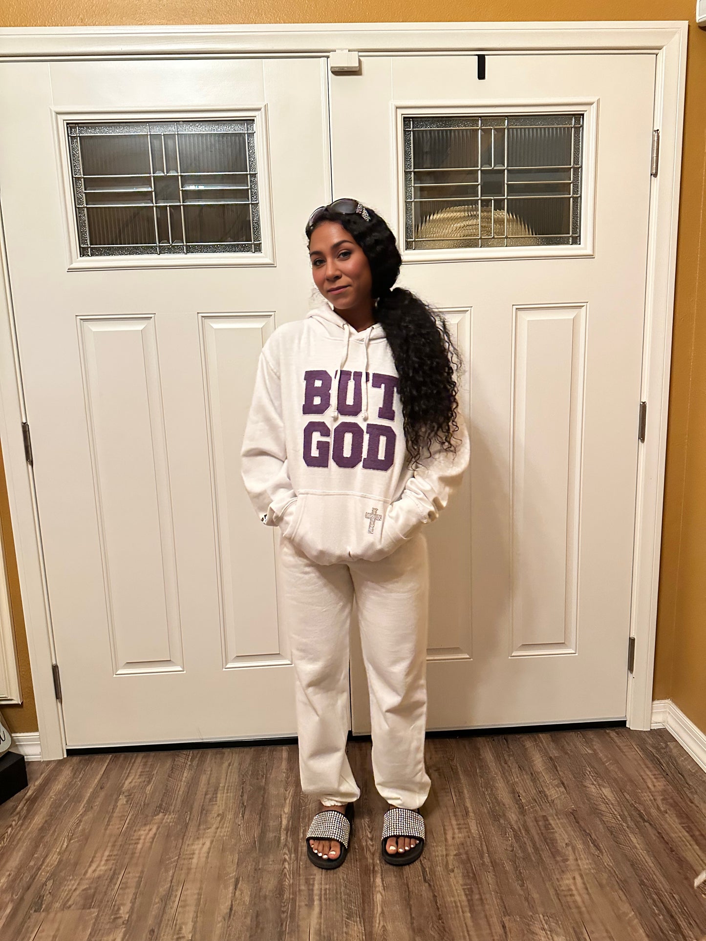 But God Pants & Hoodie Combo(Purple& White)